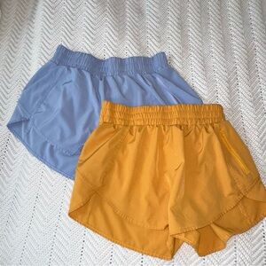 2 Pairs- Blue and Yellow Athletic Shorts -large